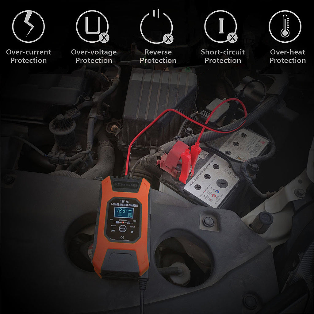 Eleboat® New Upgrade 7-Stage Automatic Pulse Repair Car Battery Charger12V 7Ah(Red) Eleboat® New Upgrade 7-Stage Automatic Pulse Repair Car Battery Charger12V 7Ah(Red)